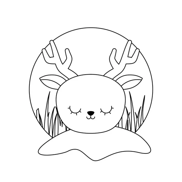 Kepala binatang rusa lucu terisolasi ikon - Stok Vektor