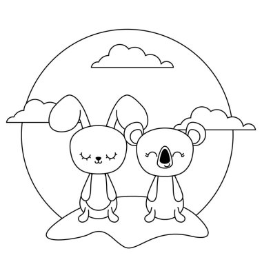 manzara tavşan ile sevimli koala