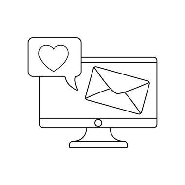 zarf ve konuşma balonu ile bilgisayar monitörü