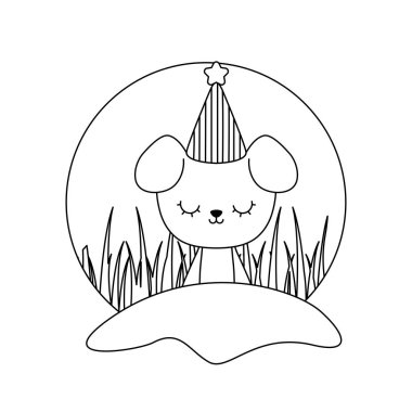 şapka partisi ile sevimli köpek hayvan