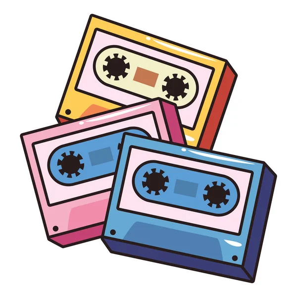 Cassettes cinta de grabación de cómic pop art — Archivo Imágenes Vectoriales