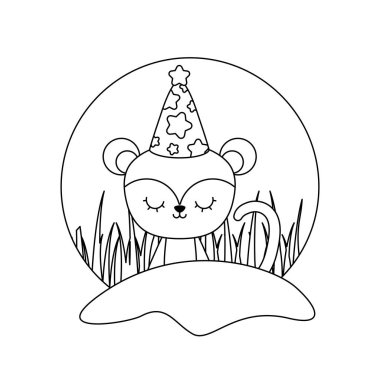 şapka partisi ile sevimli maymun hayvan