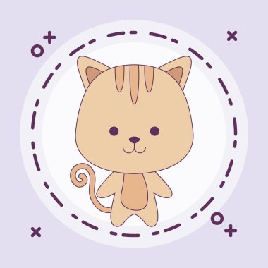 çerçeve dairesel sevimli kedi hayvan