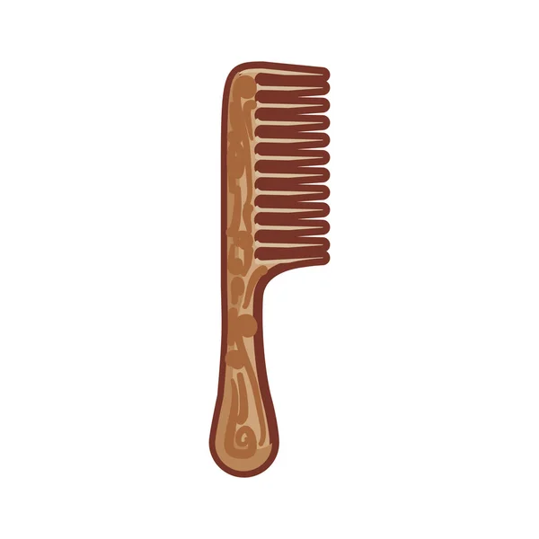 Pente de cabelo ícone isolado de madeira — Vetor de Stock