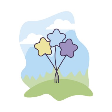 manzara şekil yıldız balonlar helyum