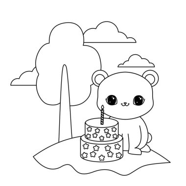 manzara doğum günü pastası ile panda ayı hayvan