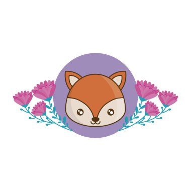 çiçeklerle çerçeve içinde sevimli tilki başkanı