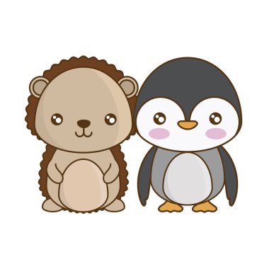 kirpi hayvanlar ile sevimli penguen