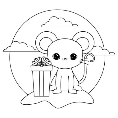 manzara hediye kutusu ile sevimli fare hayvan