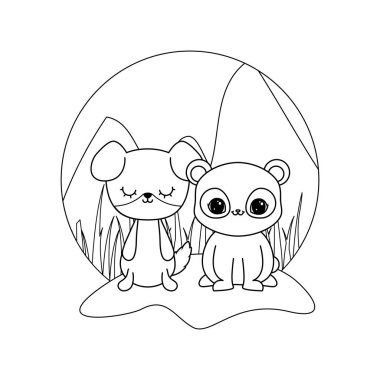 köpek hayvanları izole simgesi ile panda ayı