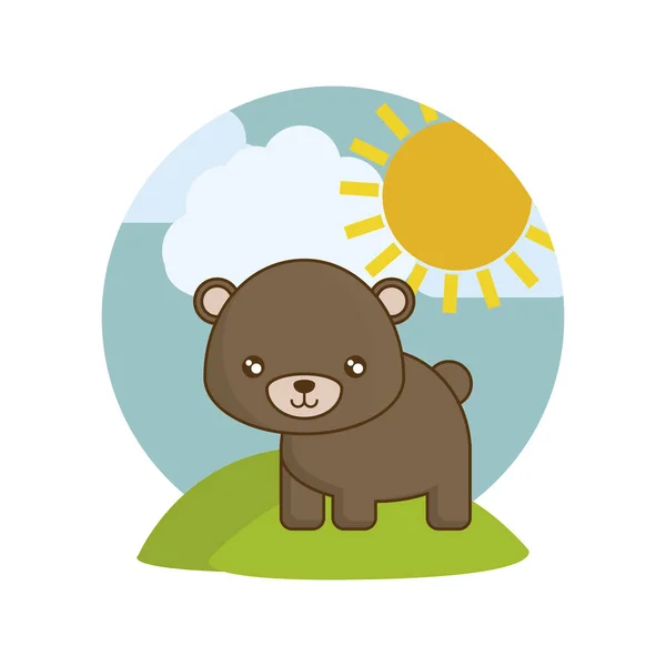 Милий ведмідь тварина в ландшафті — стоковий вектор