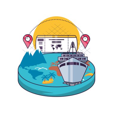 Yalıtılmış seyahat simgesi seti tasarımı