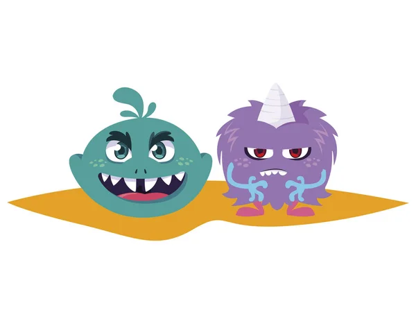 Monstres drôles personnages comiques colorés — Image vectorielle