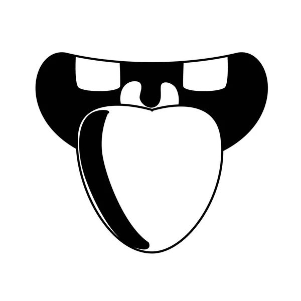 Комический рот с двумя зубами и языком — стоковый вектор