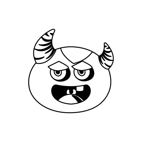 Funny monster with horns comic character — Stock Vector