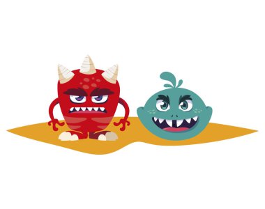 Komik canavarlar çizgi karakter renkli