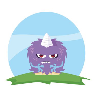 alanında boynuz ile komik canavar