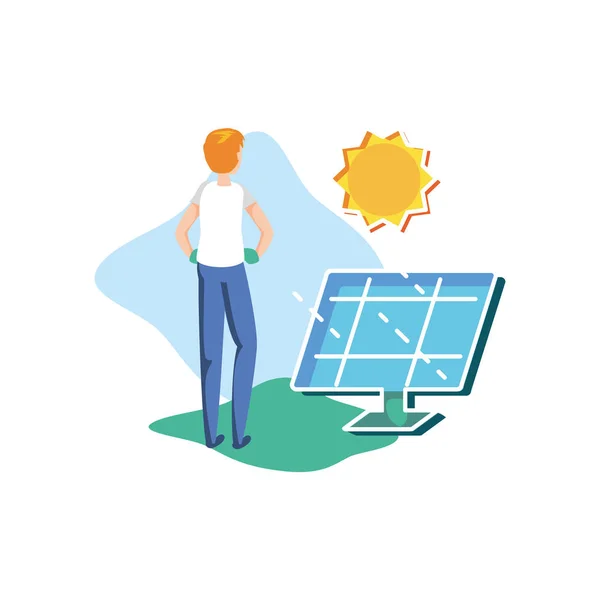 Homem avatar com design de painel solar — Vetor de Stock