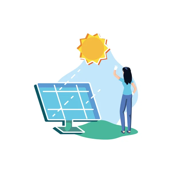 Mulher avatar com design de painel solar — Vetor de Stock