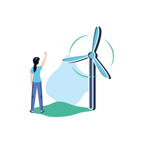 Avatar femme et moulin à vent design — Image vectorielle