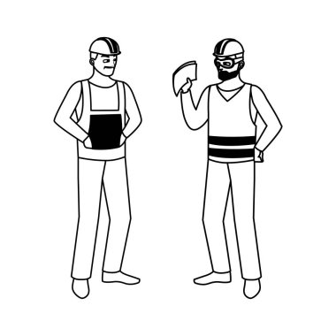 erkek inşaatçılar inşaatçılar işçi karakterleri