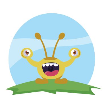 alanında şişkin gözleri ile komik canavar