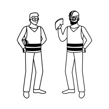 erkek inşaatçılar inşaatçılar işçi karakterleri