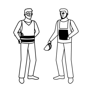 erkek inşaatçılar inşaatçılar işçi karakterleri