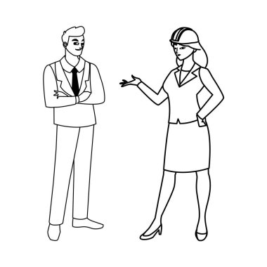 mühendis inşaatçılar işçi karakterleri çift