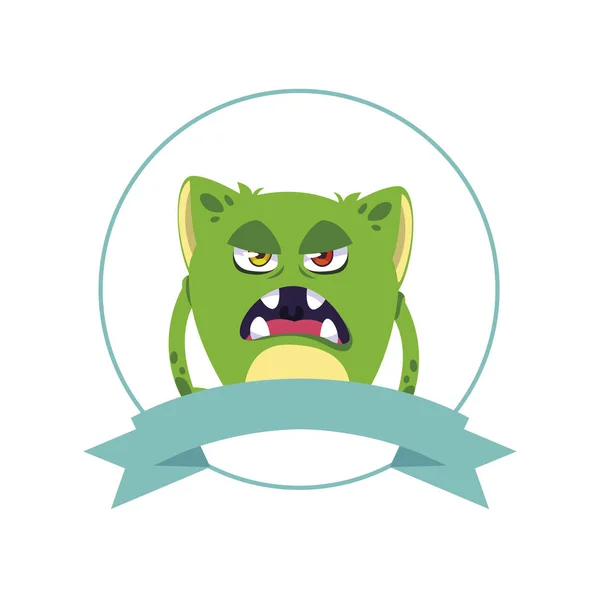 Marco circular con monstruo personaje cómico avatar — Vector de stock