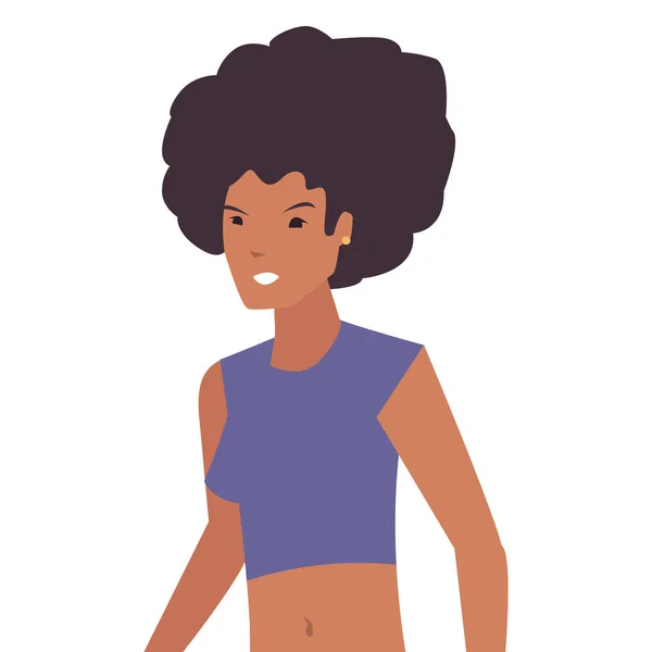 아프로 미국 여자 초상화 아이콘 벡터 ilustration — 스톡 벡터