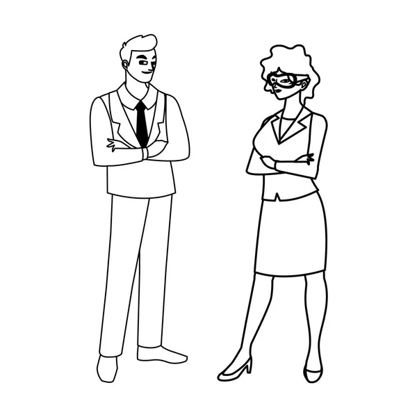 Personagens avatares elegante casal de negócios — Vetor de Stock