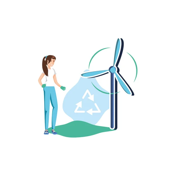 Avatar mulher e moinho de vento design — Vetor de Stock