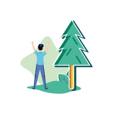 Çam ağacı ve avatar adam tasarımı