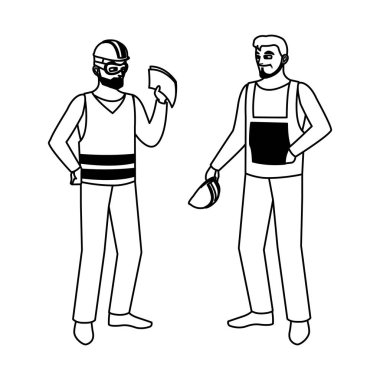 erkek inşaatçılar inşaatçılar işçi karakterleri