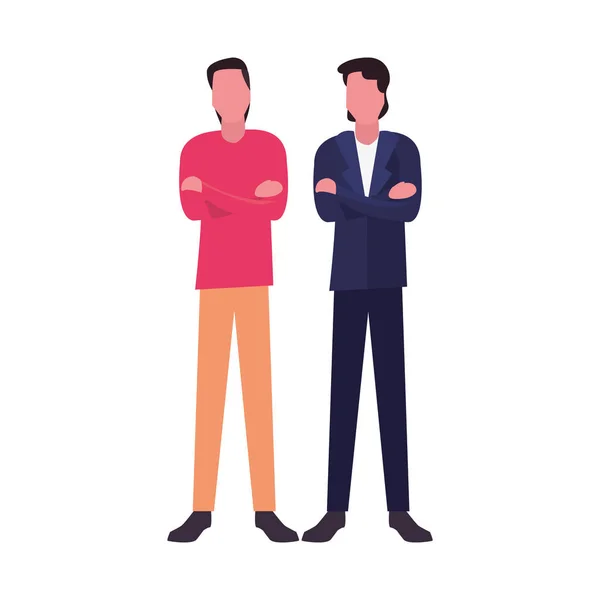 Due avatar uomini su sfondo bianco — Vettoriale Stock
