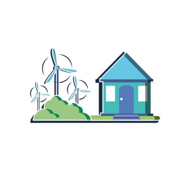 İzole rüzgar değirmeni ve sürdürülebilirlik tasarımı