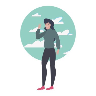 gökyüzü arka plan ile kadın avatar karakteri