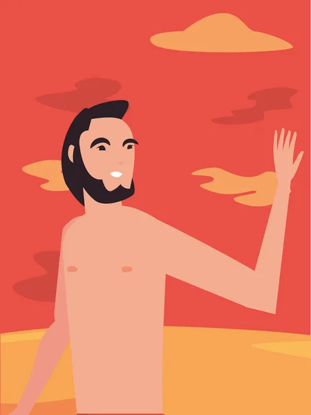 Homme en maillot de bain à la plage été — Image vectorielle