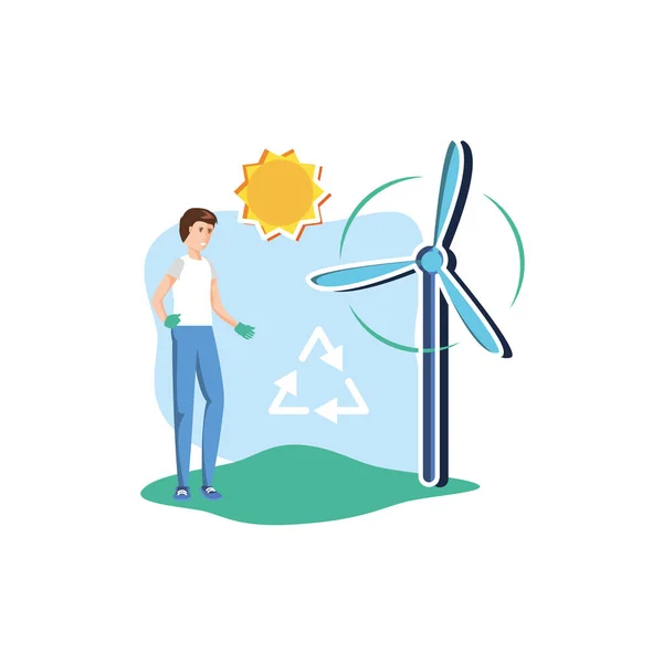 Avatar homem e moinho de vento design — Vetor de Stock