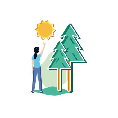 Çam ağacı ve avatar kadın tasarımı