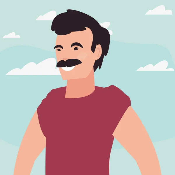 Hombre retrato carácter exterior icono vector ilustración — Vector de stock
