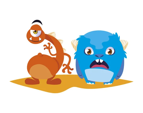 Monstres drôles personnages comiques colorés — Image vectorielle