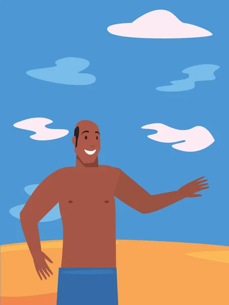 Homem de maiô no verão de praia — Vetor de Stock