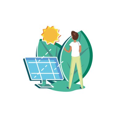 Güneş paneli tasarımı ile Man avatar