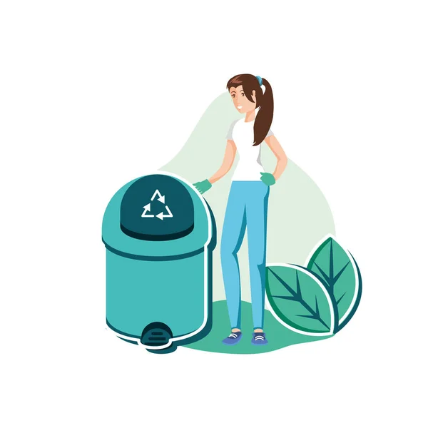 Žena avatar s designem odpadků — Stockový vektor