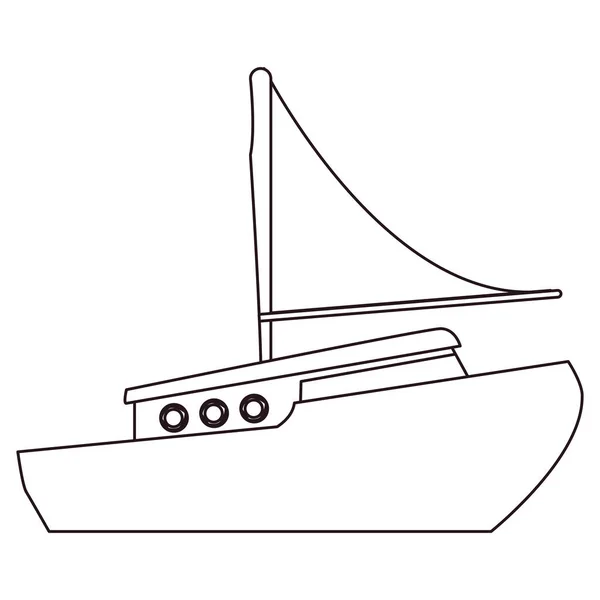 白色背景上只扬帆的船 — 图库矢量图片