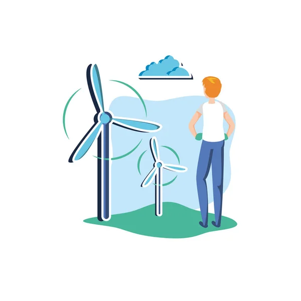Avatar homem e moinho de vento design — Vetor de Stock