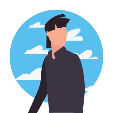 adam avatar karakter gökyüzü arka plan