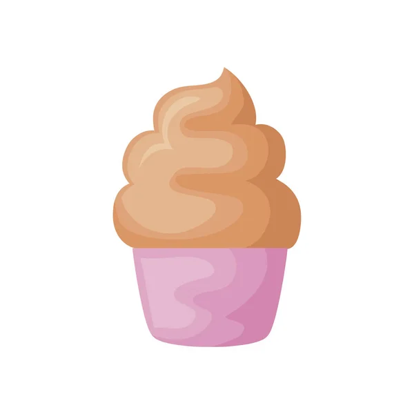 Délicieux cupcake doux icône isolée — Image vectorielle